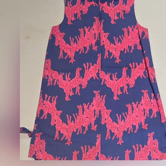 Lilly Pulitzer Windsor Giraffe Print Pink Blue Shift Dress Girls Size 8 - Picture 2 of 4